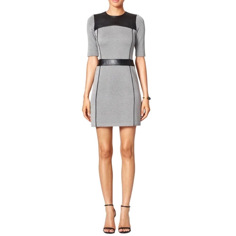 Theory leather mixed media dress